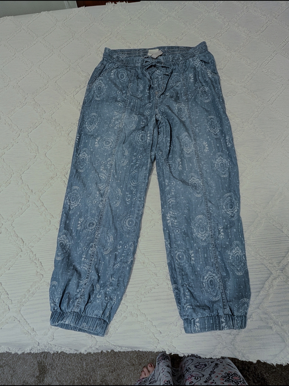 Knox Rose Light Blue Printed Drawstring Jogger Pants